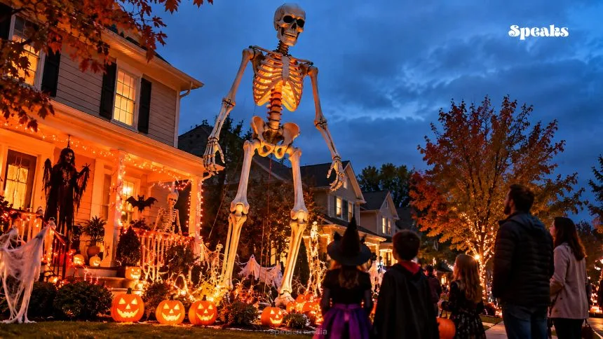 12-Foot Giant Skeleton Becomes a Halloween Favorite Across American Neighborhoods